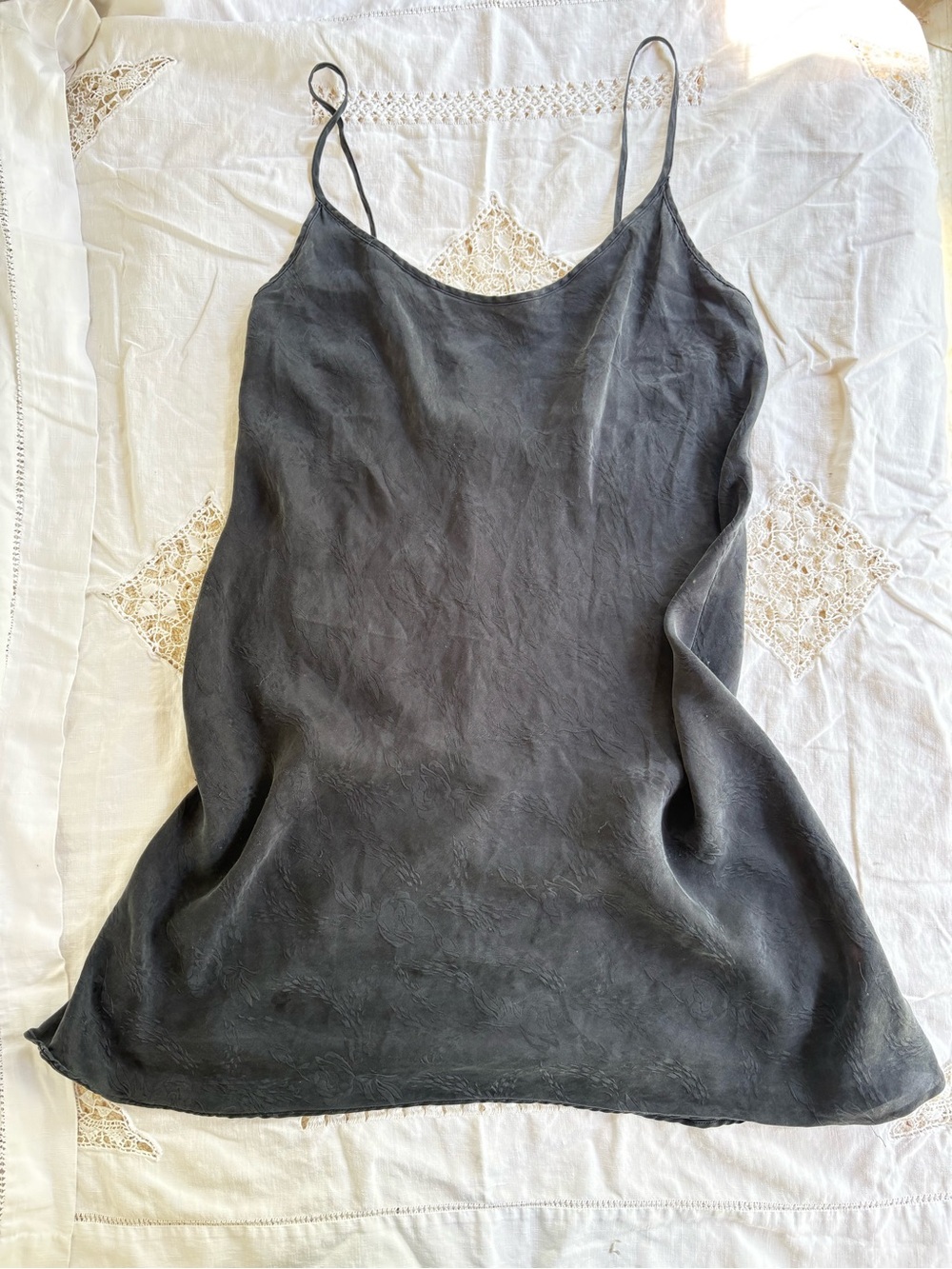 Vintage Black Silk 100% Spaghetti Strap Women's Camisole